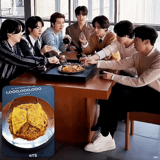 BTS got a Spotify commemorative plaque and uploaded a video of their Bibimbap mukbang