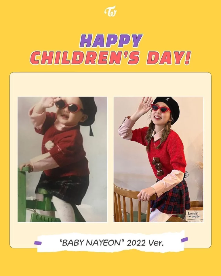 Netizens talk about TWICE's re-enactment of childhood photos for Children's Day
