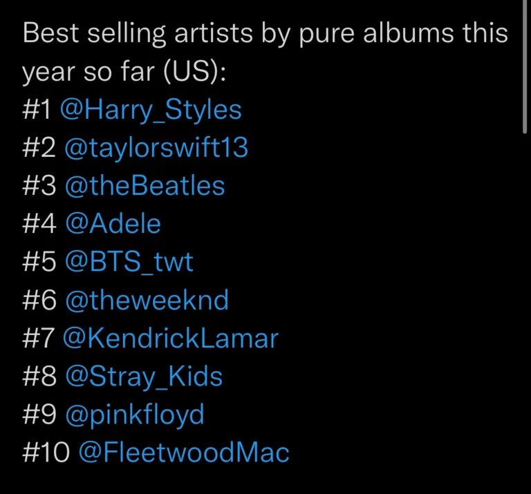 Top 10 best-selling pure albums in the US this year