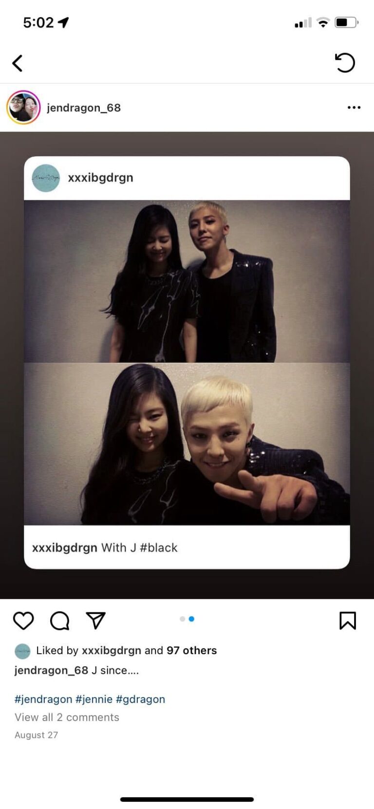 G-Dragon seems to have a problem with V and Jennie