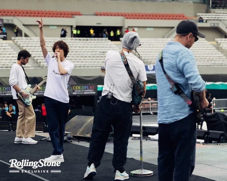 Photo + video of Coldplay x BTS Jin's stage rehearsal