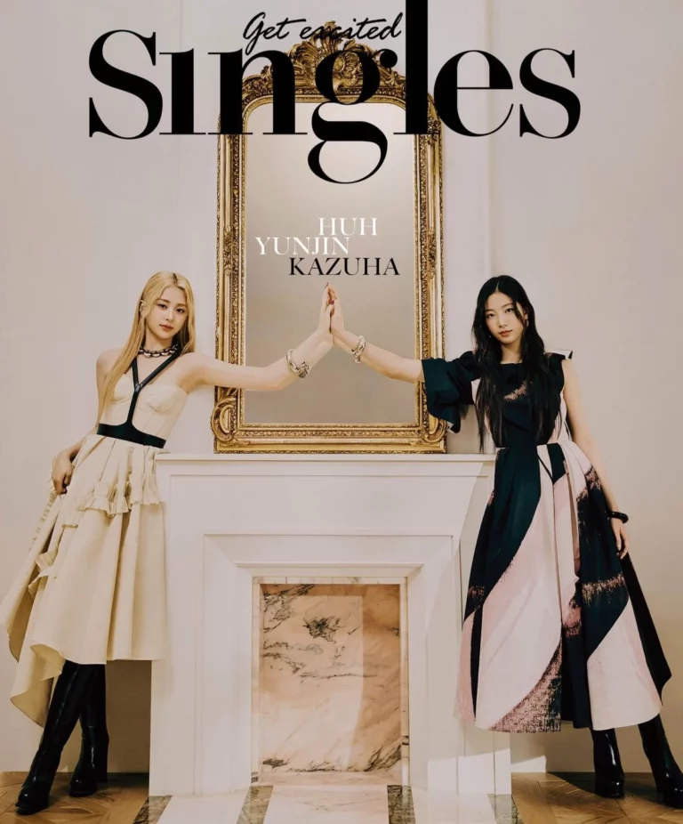 Netizens say that Kazuha and Huh Yunjin's combination is perfect on Singles January issue