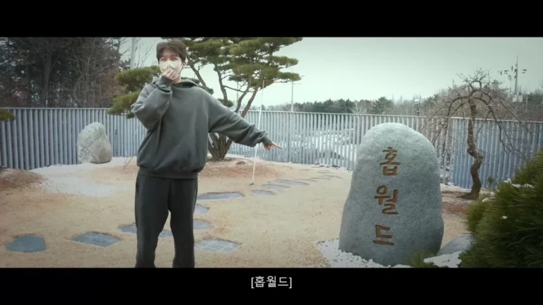 The stone engraved with 'Hope World' at BTS J-Hope's house