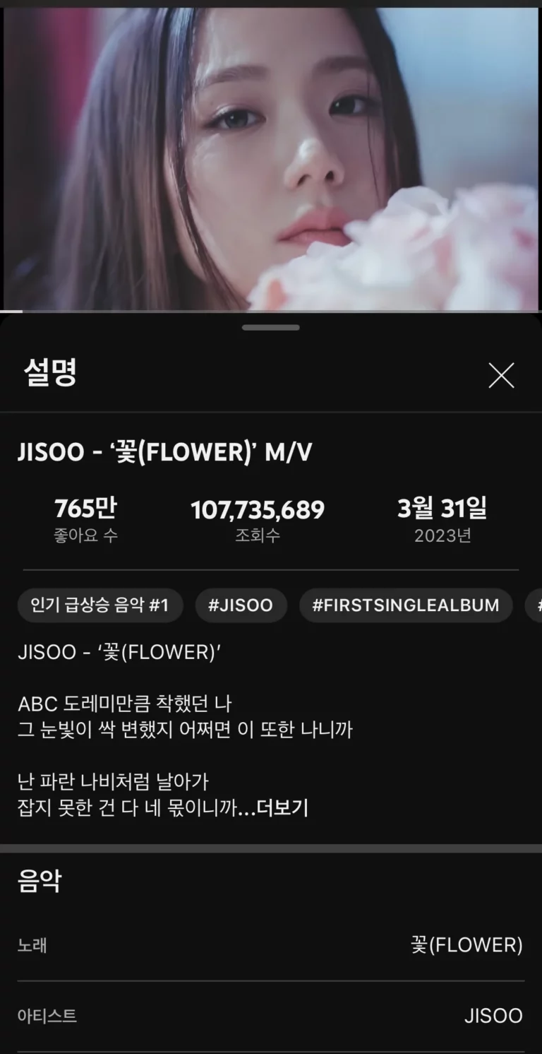 BLACKPINK Jisoo 'FLOWER' becomes the most viewed K-pop music video on YouTube this year