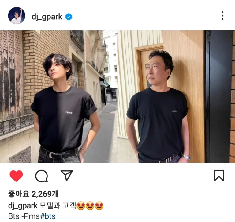 Park Myung Soo's Instagram update (the model & the customer ft BTS V)
