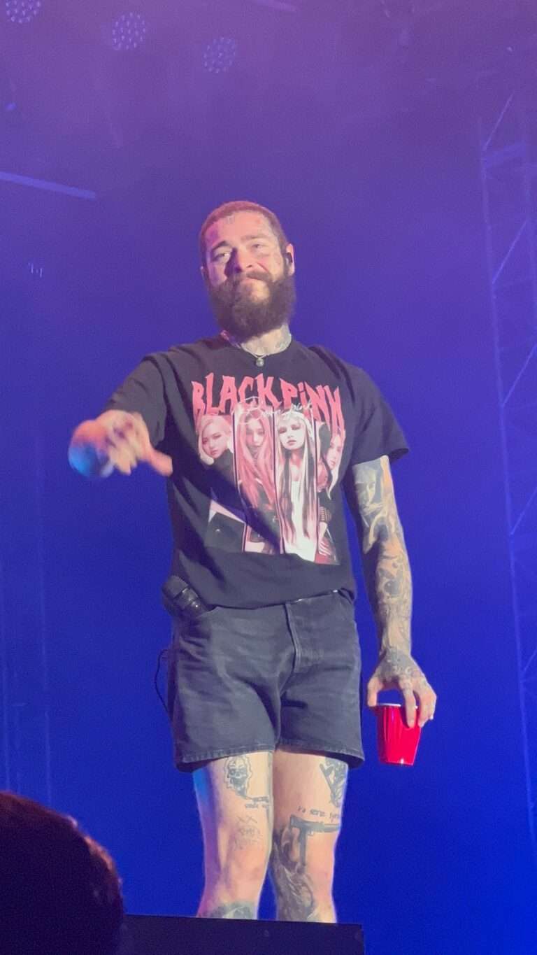 Post Malone performed wearing an official BLACKPINK t-shirt today