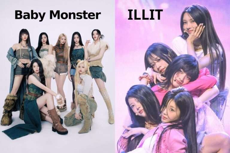 Compare ILLIT and Baby Monster's streams in major K-Pop streaming markets