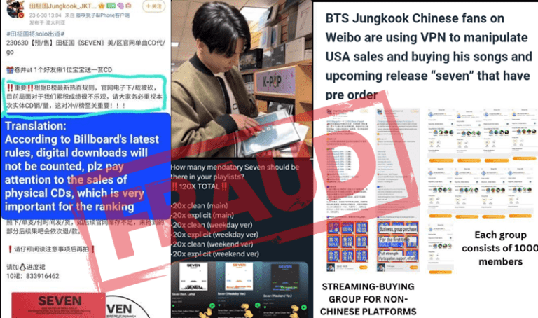 Jungkook & his fanbase illegal Spotify streams & iTunes sales activities - FRAUD