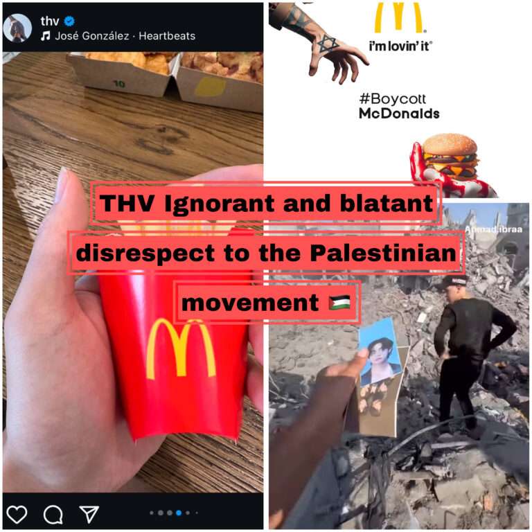 TAEHYUNG SUPPORTING ZIONIST MCDONALDS IN NEW IG POST